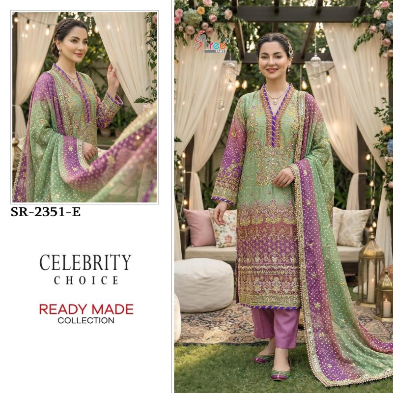 Sr 2351 A To E By Shree Raga Chiffon Readymade Pakistani Suits 